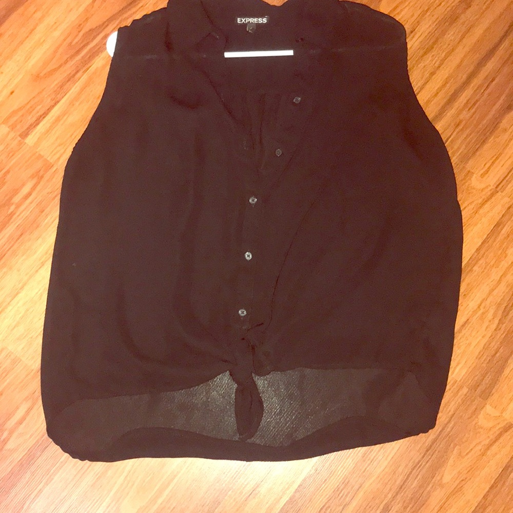 Express sleeveless sheer button up top